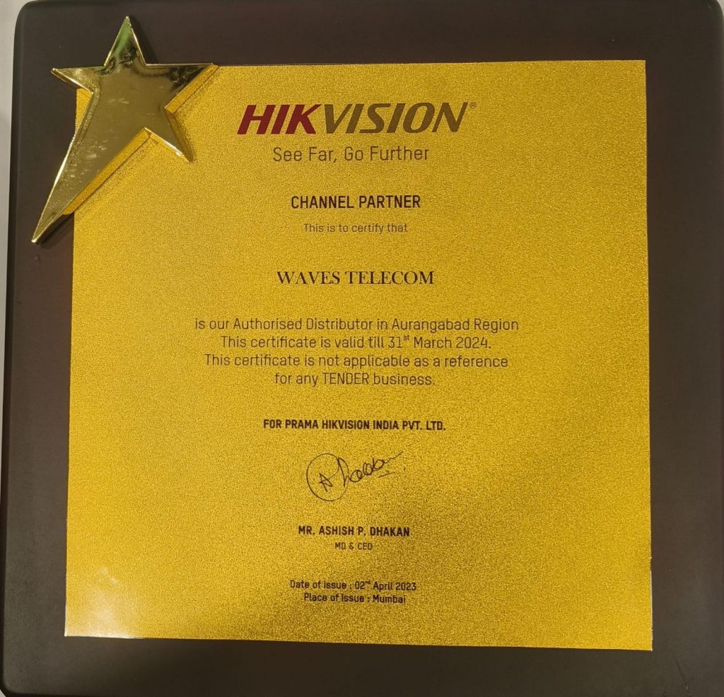 Channel Partner - Waves Telecom
Channel Partner Certificate for Waves Telecom by HIKVISION